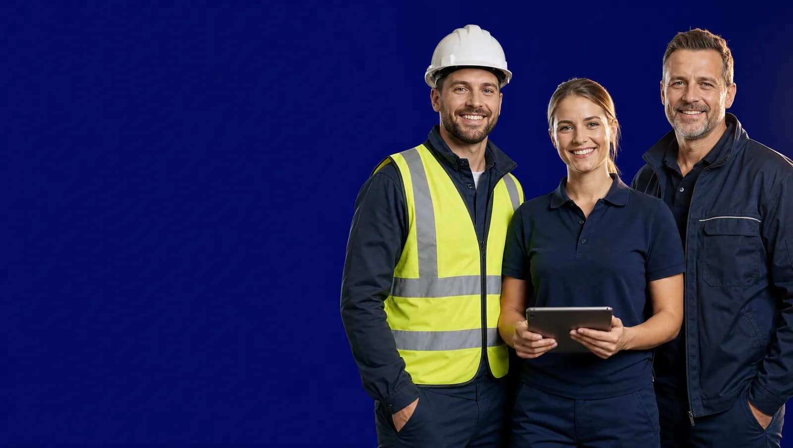 A construction worker, a warehouse worker and a driver